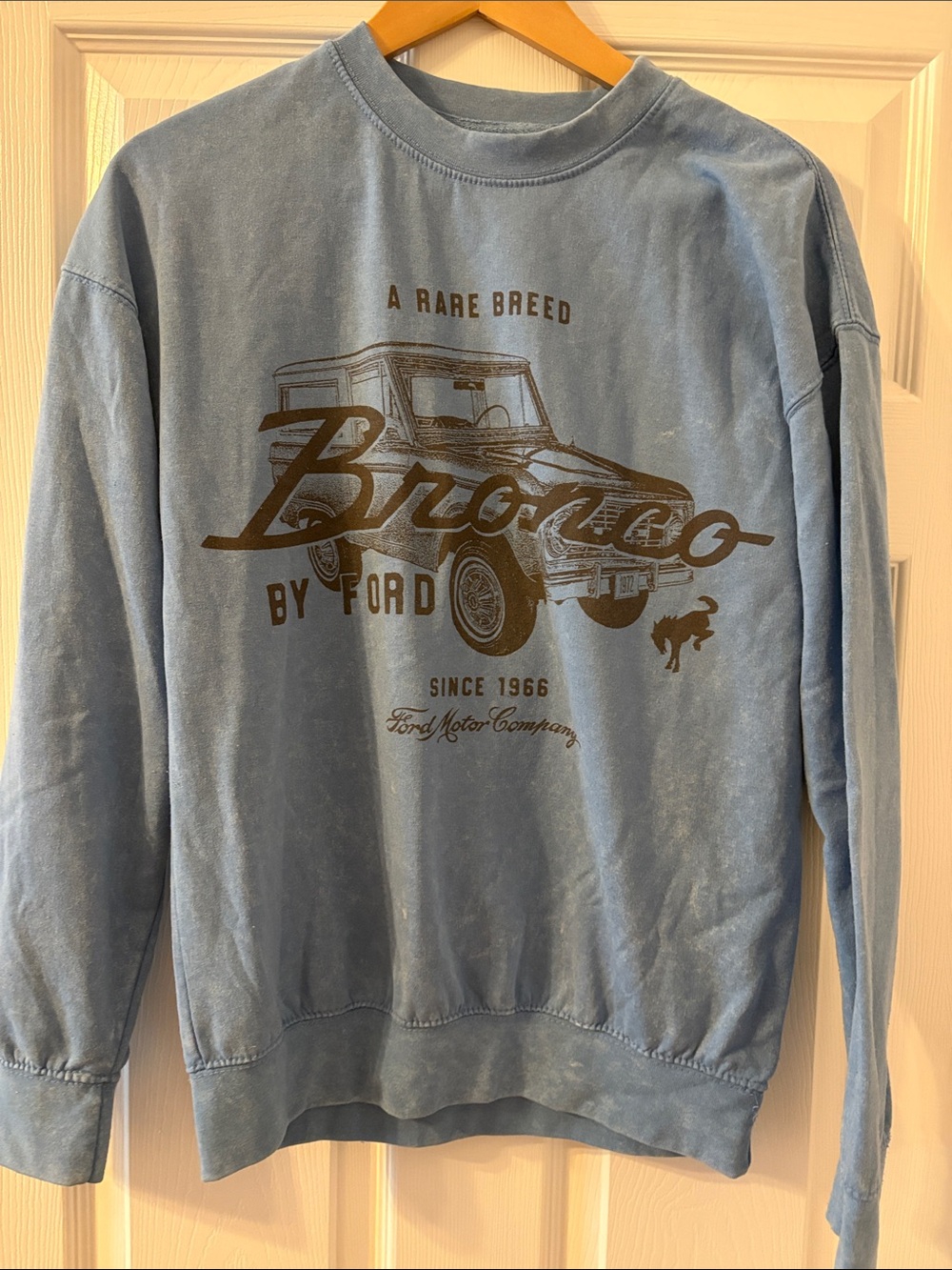 Ford Light Blue Bronco Graphic Crewneck Sweatshirt